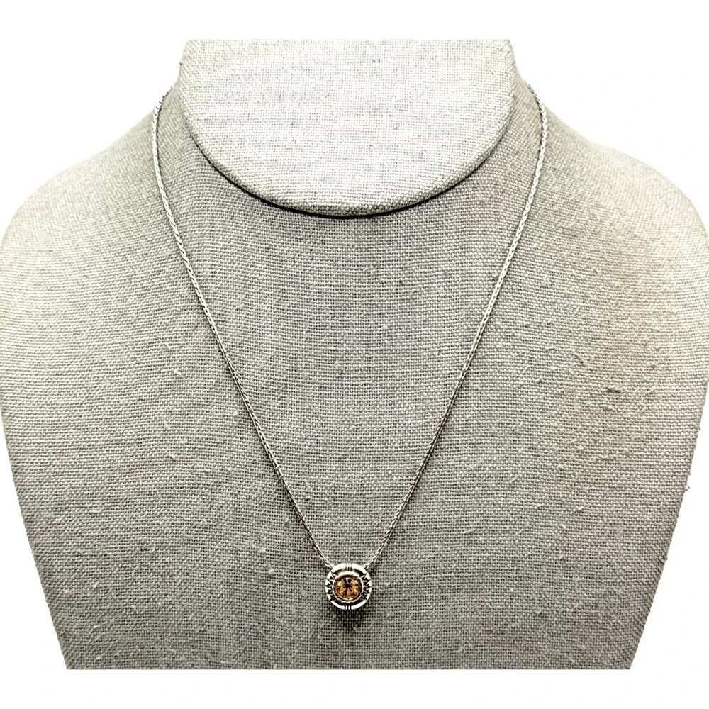 BRIGHTON FORTINO Reversible Pendant Necklace Citrine Clear Crystals 16